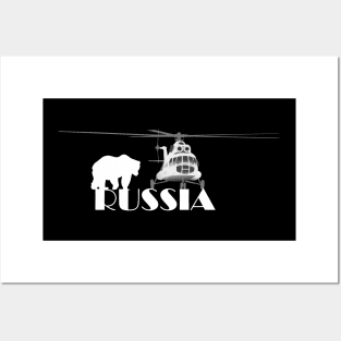 Helicopter Mi-8 and Polar Bear in Russia Posters and Art